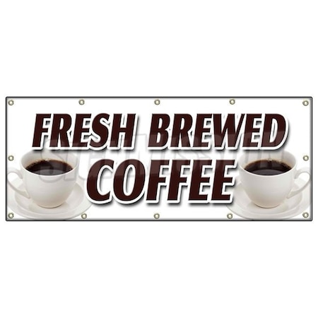 Signmission FRESH BREWED COFFEE BANNER SIGN iced brew drinks espresso cappuccino B-120 Fresh Brewed Coffee